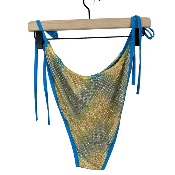 Pretty Little Thing Plus Turquoise Diamante Tie Side Bikini Bottoms XL/XXL - Picture 6 of 6